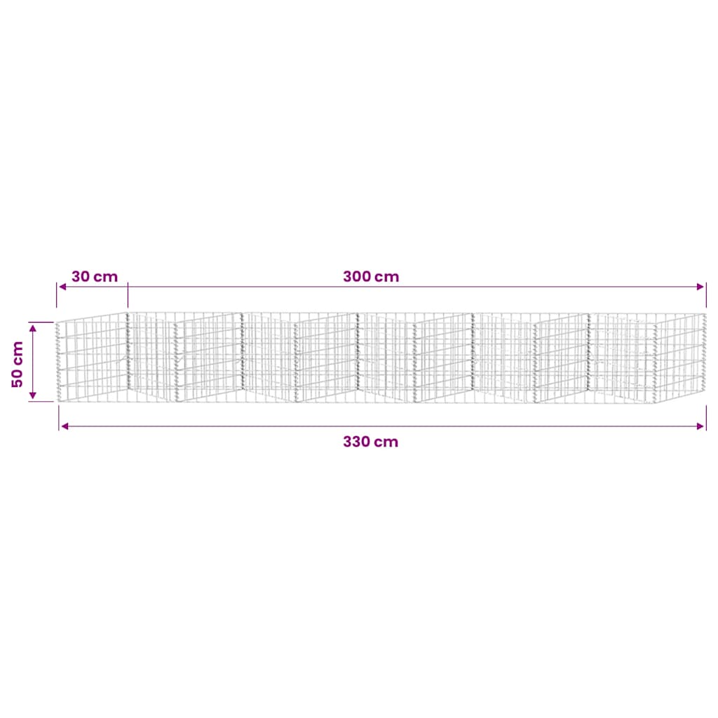Gabion Basket Galvanised Steel 300x30x50 cm