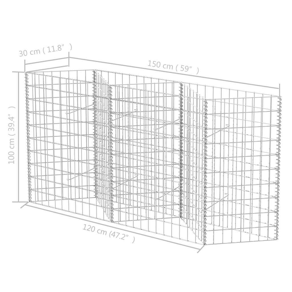 Gabion Basket Galvanized Steel 47.2"x11.8"x39.4"