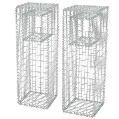 142542 vidaXL Gabion Basket Posts/Planters 2 pcs Steel 50x50x160 cm