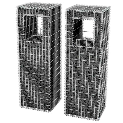 142542 vidaXL Gabion Basket Posts/Planters 2 pcs Steel 50x50x160 cm