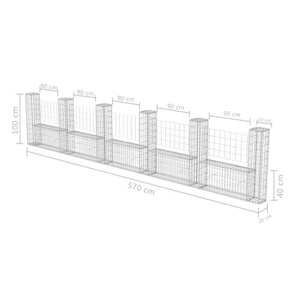 Gabion Basket U-Shape Galvanized Steel 224.4"x7.9"x39.4"