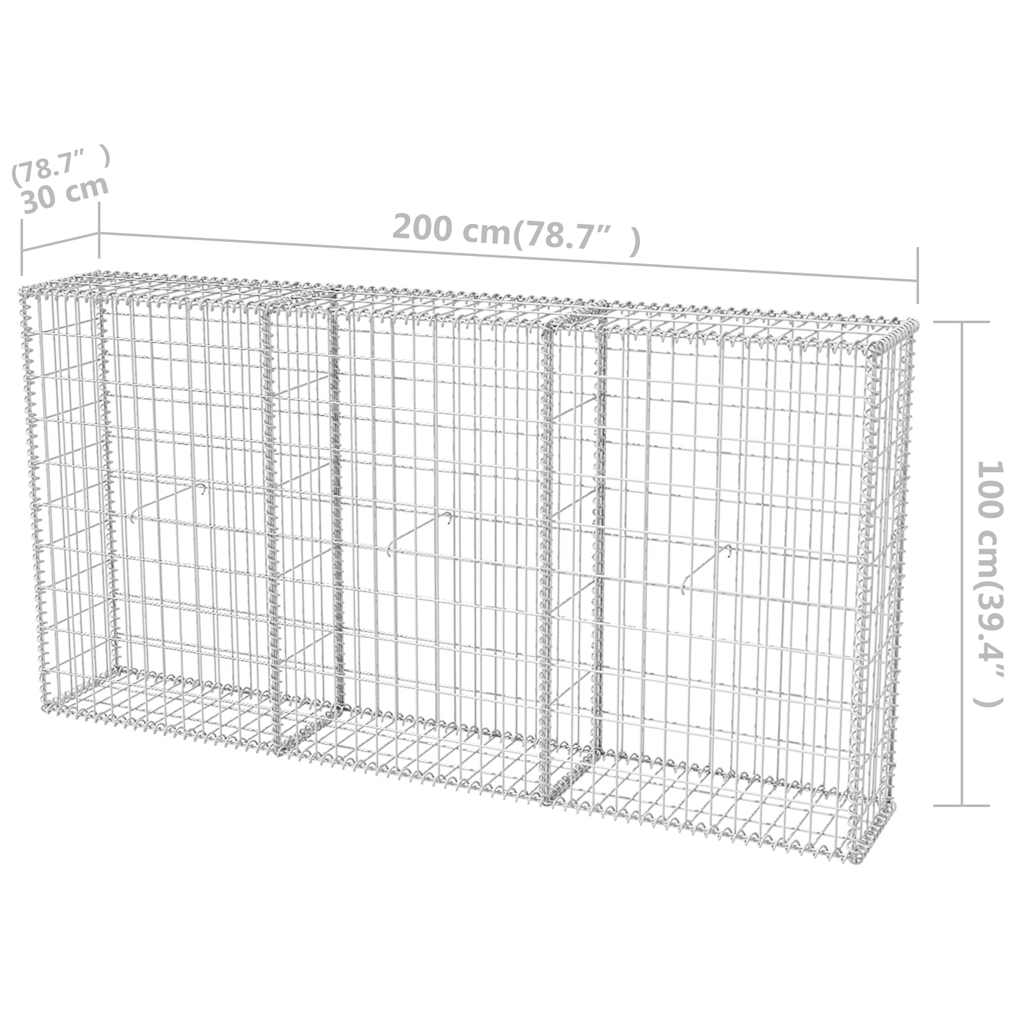 Gabion Basket Galvanized Steel 78.7"x11.8"x39.4"
