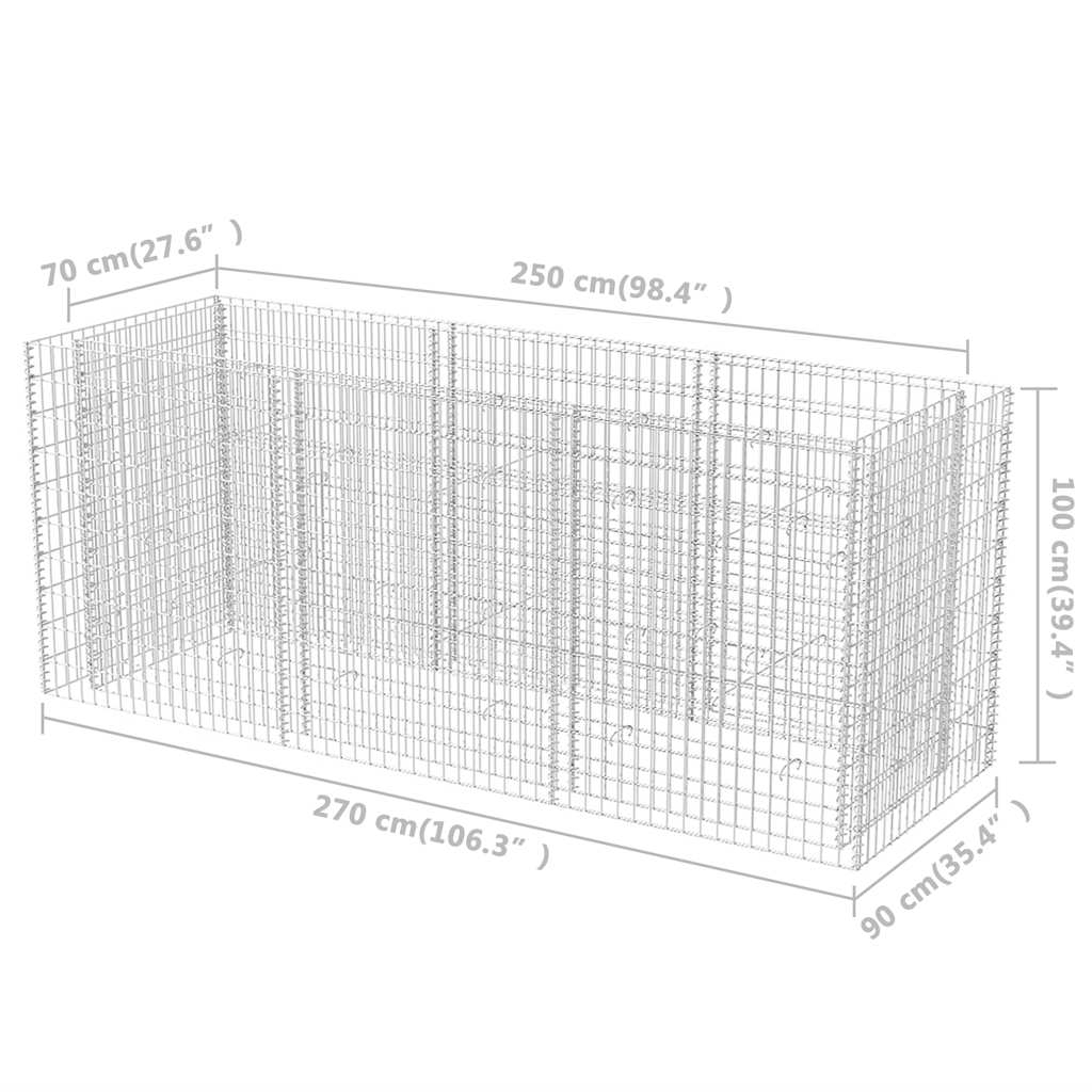 vidaXL Gabion Raised Bed Silver Galvanized steel Large Durable
