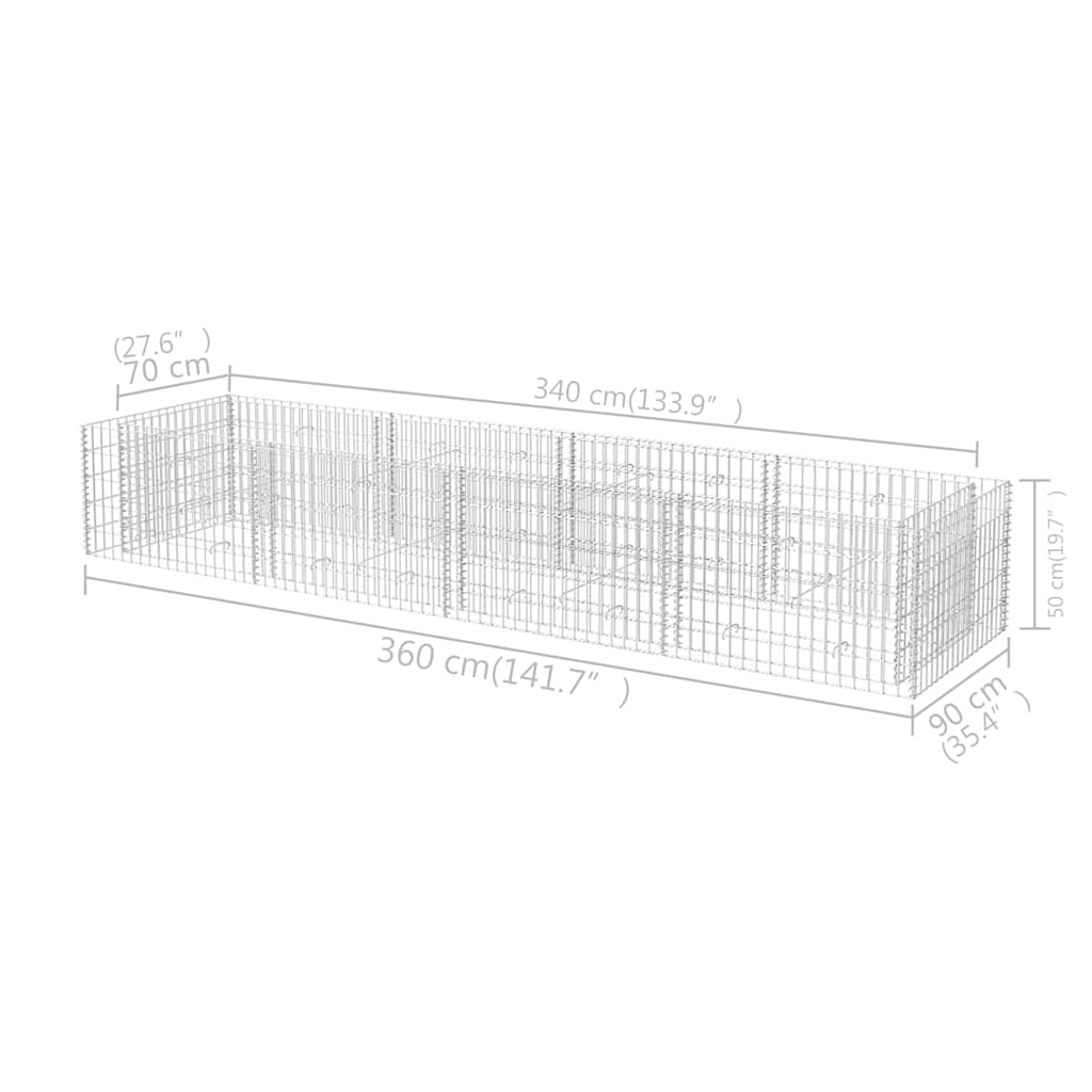 vidaXL Gabion Raised Bed Silver Galvanized steel Large