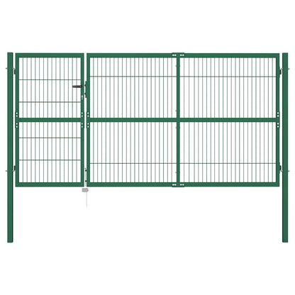 Garden Fence Gate with Posts 137.8x55.1" Steel Green