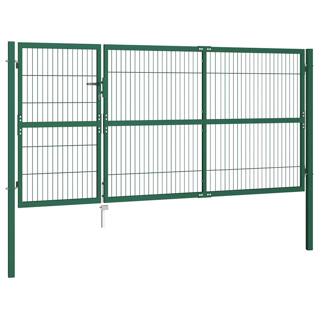 Garden Fence Gate with Posts 137.8x55.1" Steel Green