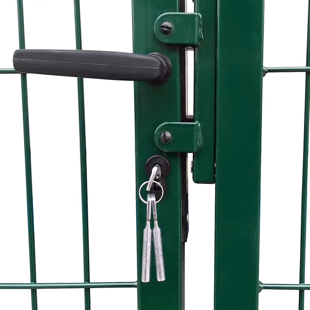 Garden Fence Gate with Posts 137.8x55.1" Steel Green
