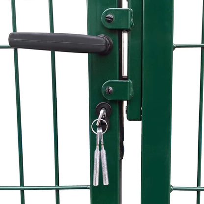Garden Fence Gate with Posts 137.8x55.1" Steel Green