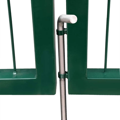Garden Fence Gate with Posts 137.8x55.1" Steel Green
