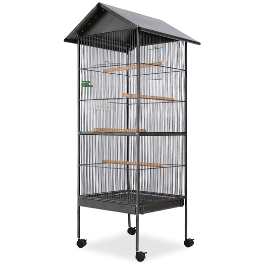 Bird Cage | Black | Steel | Large | Portable | Bird Cage | Square