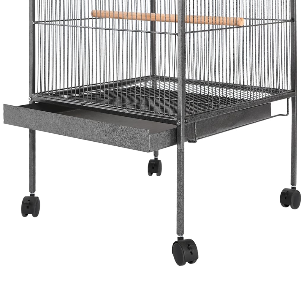 Bird Cage with Roof Black 66x66x155 cm Steel