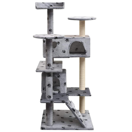 Cat Tree | Grey with black paw prints