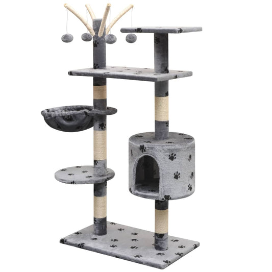 Cat Tree | Grey with black paw prints