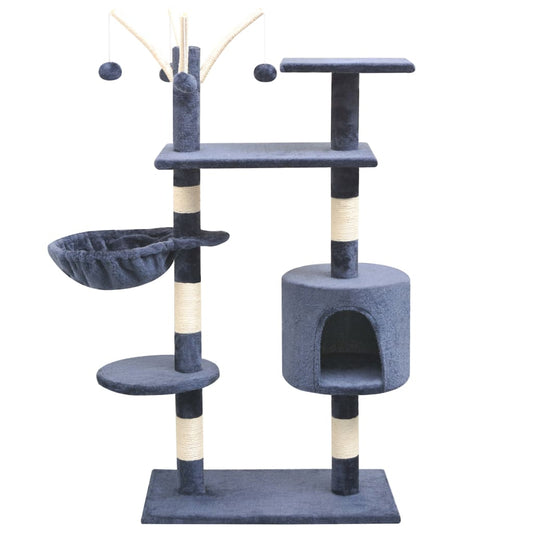 Cat Tree | Dark Blue | Wooden frame, Sisal rope, Soft Plush | Medium