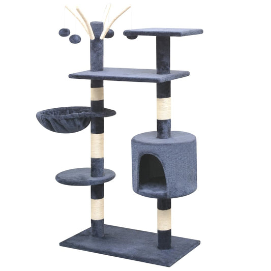 Cat Tree | Dark Blue | Wooden frame, Sisal rope, Soft Plush | Medium