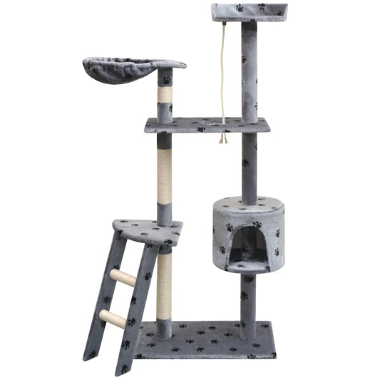 Cat Tree | Grey with black paw prints