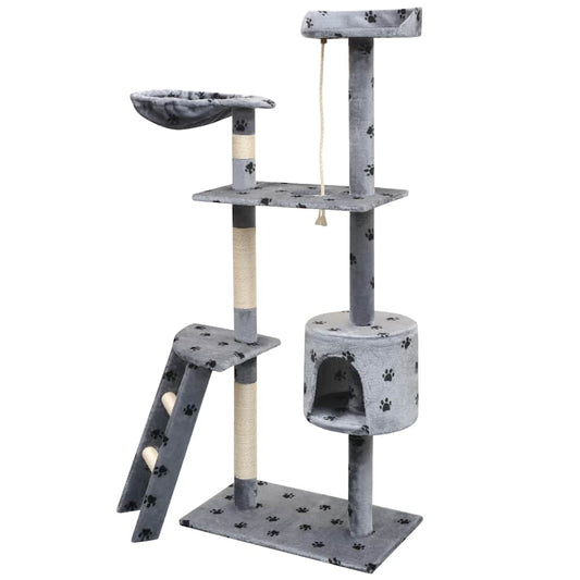 Cat Tree | Grey with black paw prints