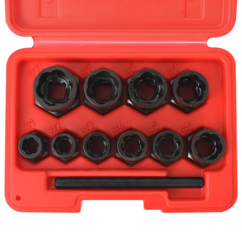 11 Piece Bolt Extractor Set for Damaged Bolts and Nuts Steel