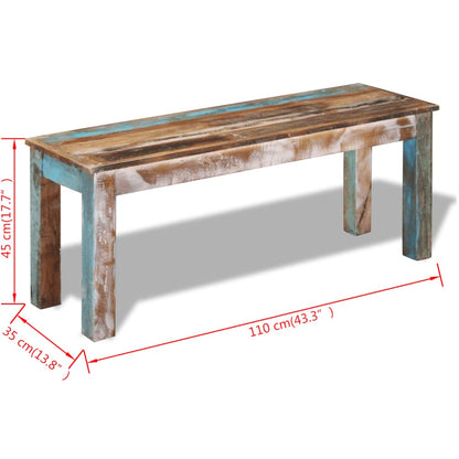 Bench Solid Reclaimed Wood 43.3"x13.8"x17.7