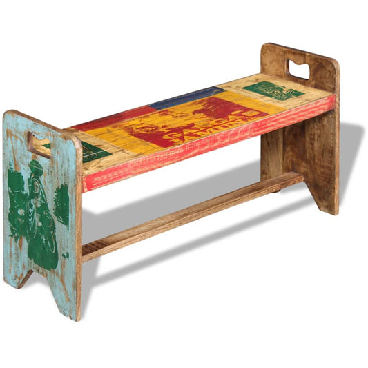 Bench | Multicolour | Solid reclaimed wood | 100x30x50 cm | Durable