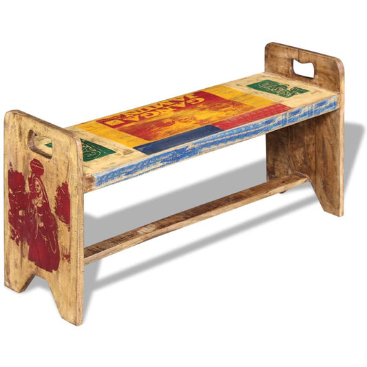 Bench | Multicolour | Solid reclaimed wood | 100x30x50 cm | Durable