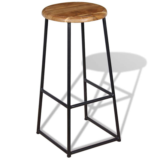 Bar Stool | Set of 2 | Brown | Solid teak wood, iron | Standard | Durable