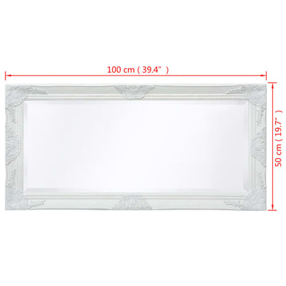 Wall Mirror Baroque Style 100x50 cm White