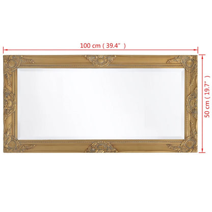 Wall Mirror Baroque Style 100x50 cm Gold