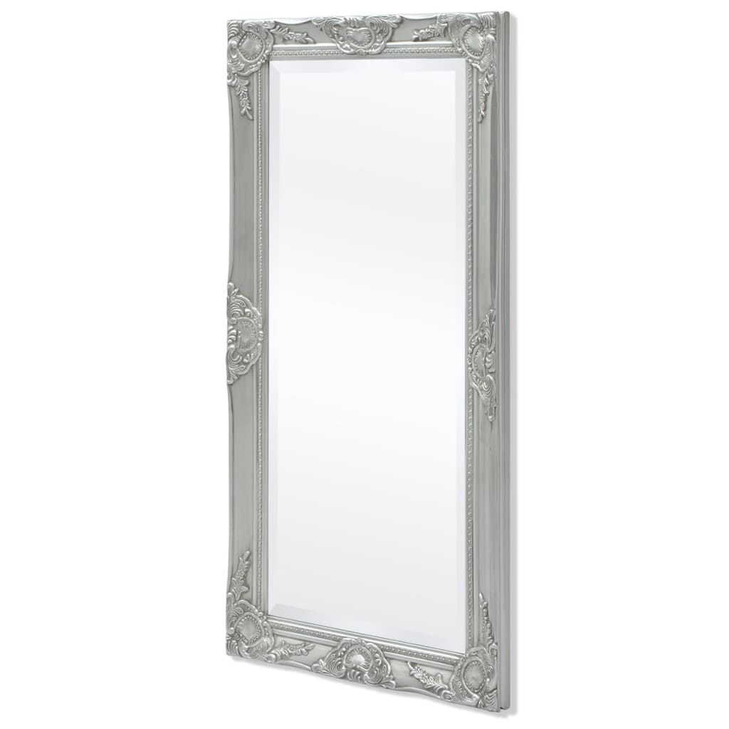 Wall Mirror Baroque Style 100x50 cm Silver