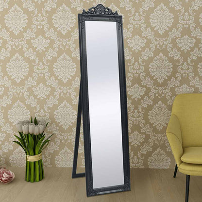 243694 vidaXL Free-Standing Mirror Baroque Style 160x40 cm Black
