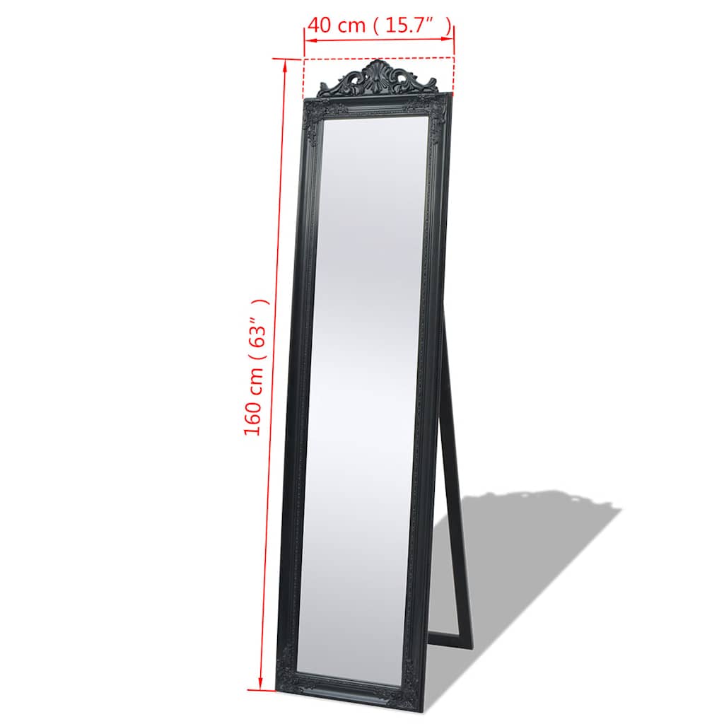 243694 vidaXL Free-Standing Mirror Baroque Style 160x40 cm Black