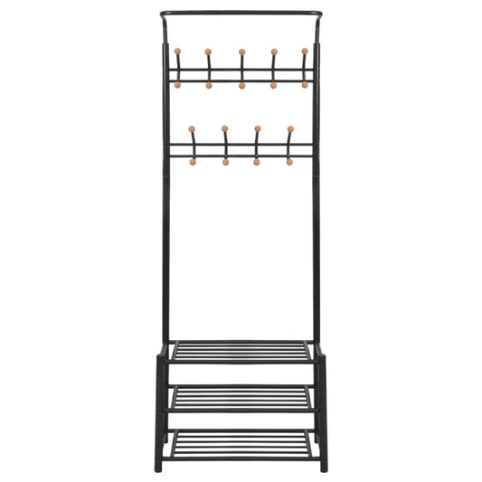Clothes Rack with Shoe Storage 26.8"x12.6"x71.9" Black