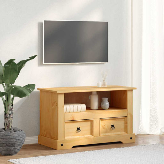 TV Cabinet | Brown | Solid Pine Wood | Medium | TV Cabinet | Rectangular