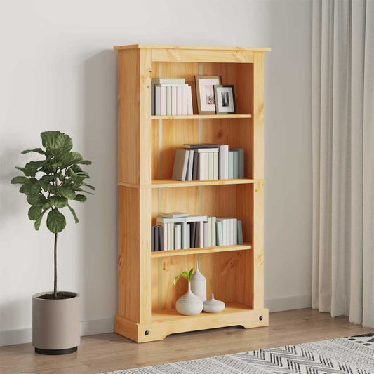 Bookcase | Brown | Solid Waxed Pinewood | Medium | Bookcase | Rectangular
