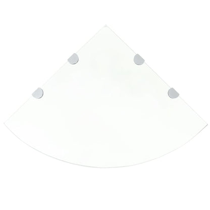 Corner Shelf with Chrome Supports Glass Clear 45x45 cm