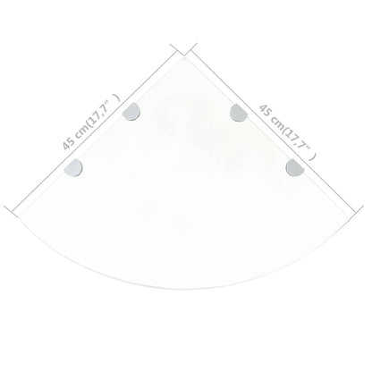 Corner Shelf with Chrome Supports Glass Clear 45x45 cm