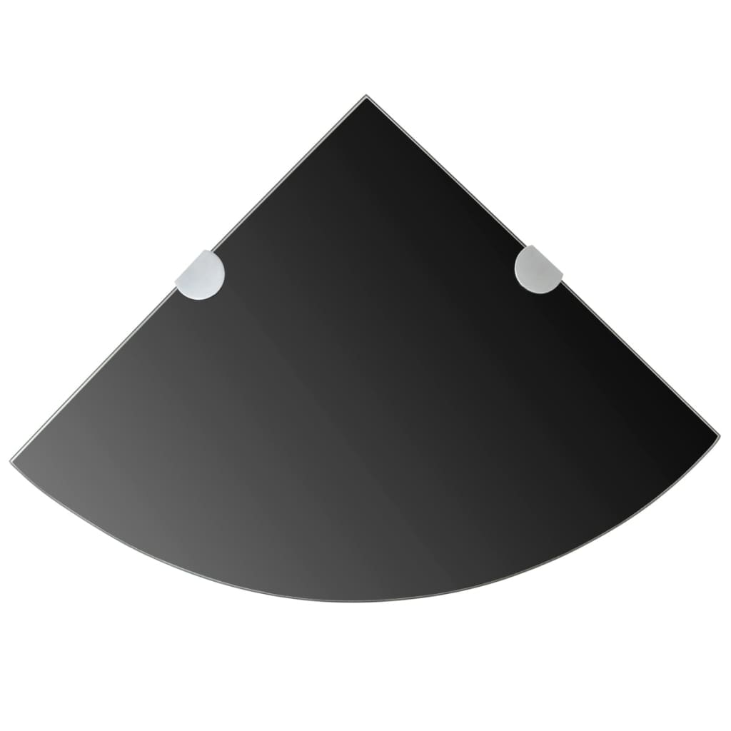 Corner Shelf Black Tempered glass Small Wall mounting