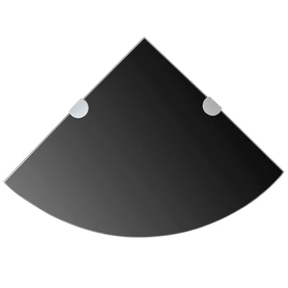 Corner Shelf Black Tempered glass Small Wall mounting