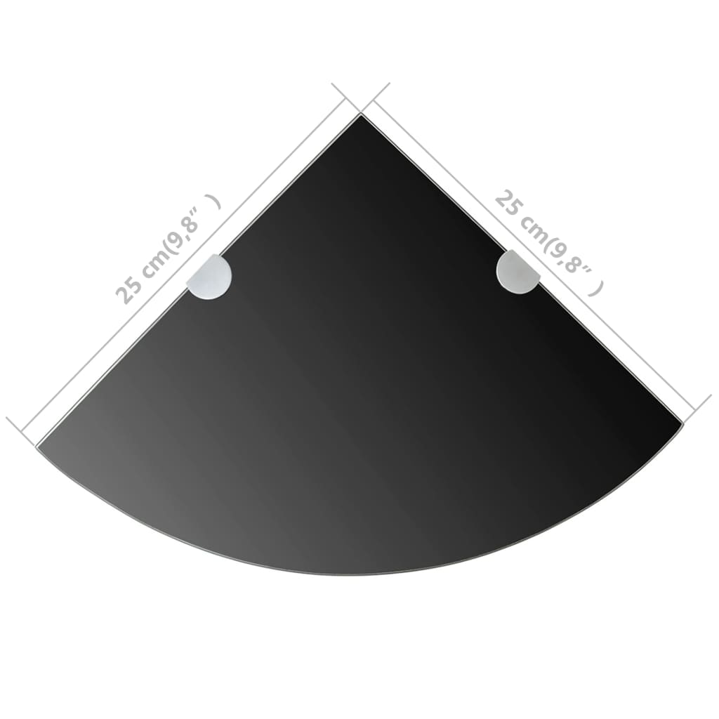 Corner Shelf Black Tempered glass Small Wall mounting