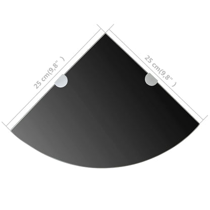 Corner Shelf Black Tempered glass Small Wall mounting