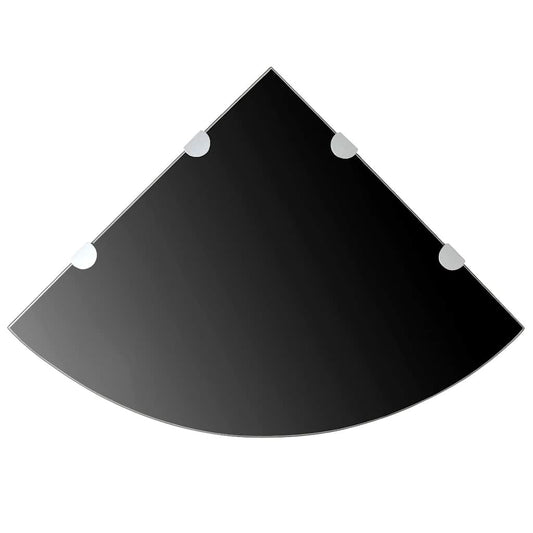 Corner Shelf | Black | Tempered Glass | Medium | Wall mounting