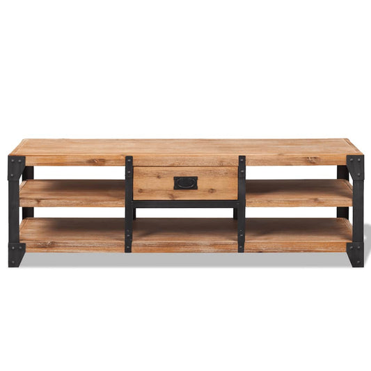 TV Stand | Brown and black | 100% solid acacia wood and steel | Large
