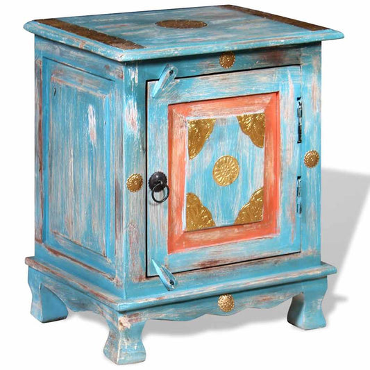 Nightstand | Blue | Solid Mango Wood | Bedside Table | Rectangular