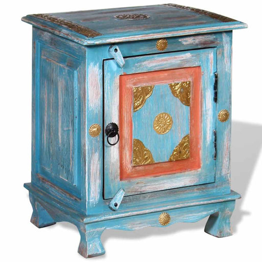 Nightstand | Blue | Solid Mango Wood | Bedside Table | Rectangular