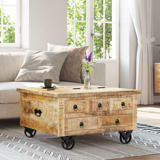 Coffee Table | Rough Mango Wood Brown | Solid Rough Mango Wood | Medium