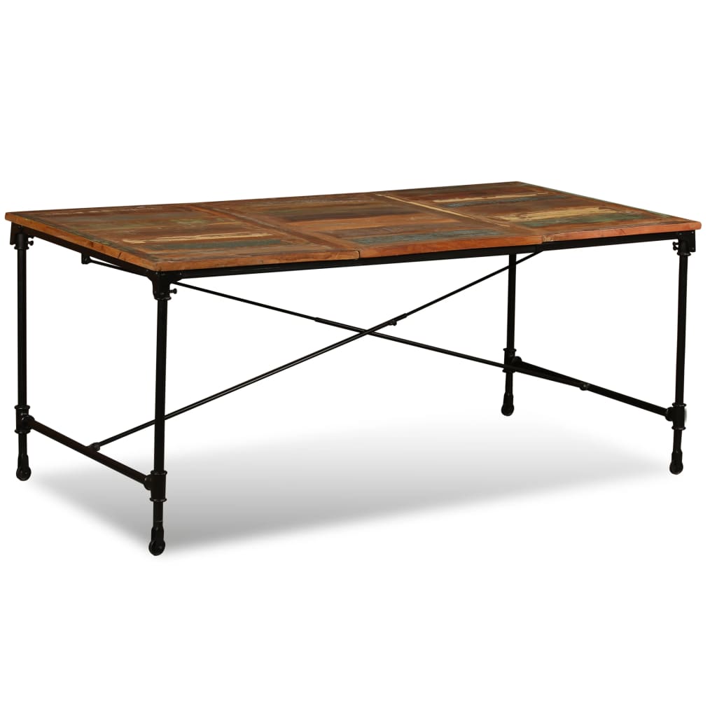 Dining Table Multicolor Solid reclaimed wood and powder-coated steel