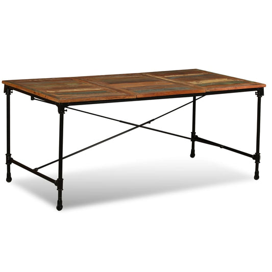 Dining Table Multicolor Solid reclaimed wood and powder-coated steel