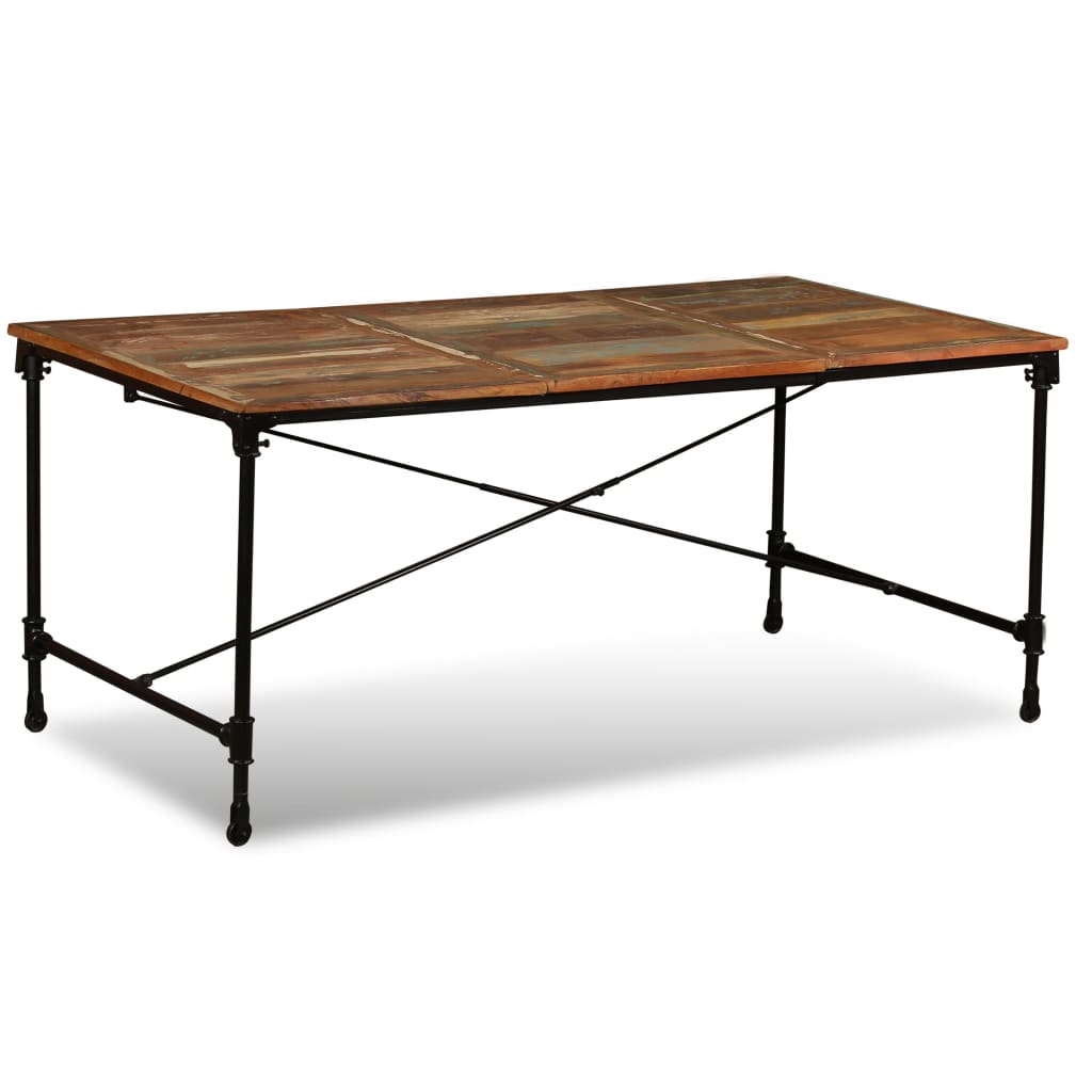 Dining Table Multicolor Solid reclaimed wood and powder-coated steel