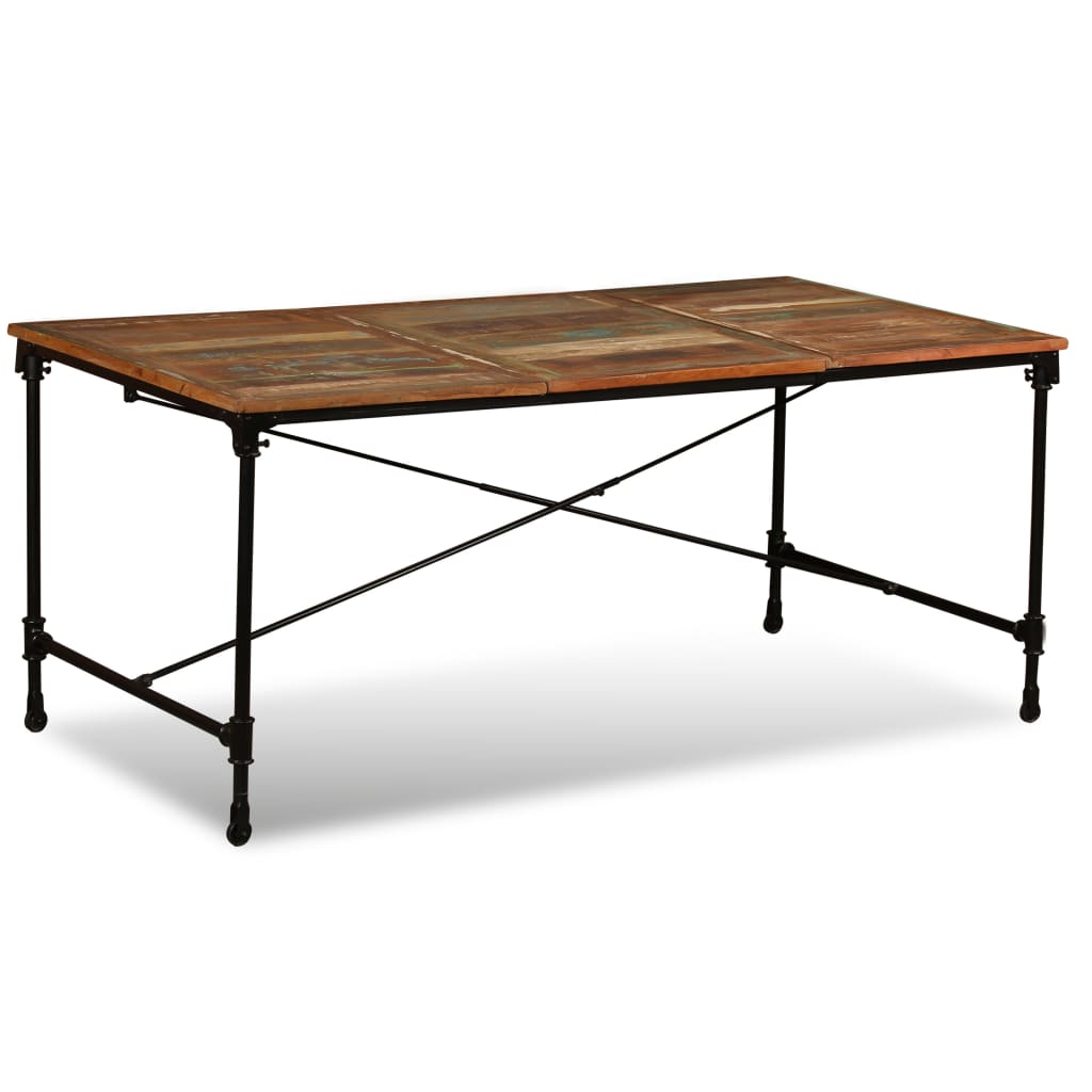 Dining Table Multicolor Solid reclaimed wood and powder-coated steel
