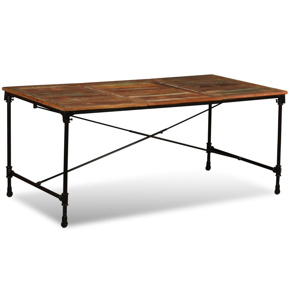 Dining Table Multicolor Solid reclaimed wood and powder-coated steel